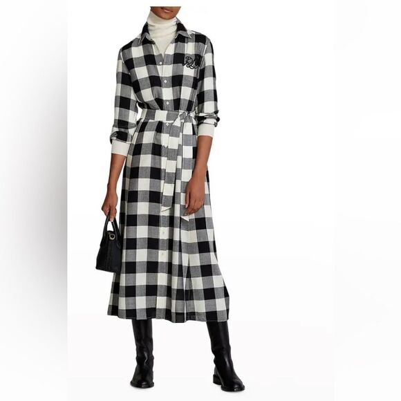 Polo Ralph Lauren Embellished Logo Wool Long Shirtdress size 2 - Picture 2 of 10